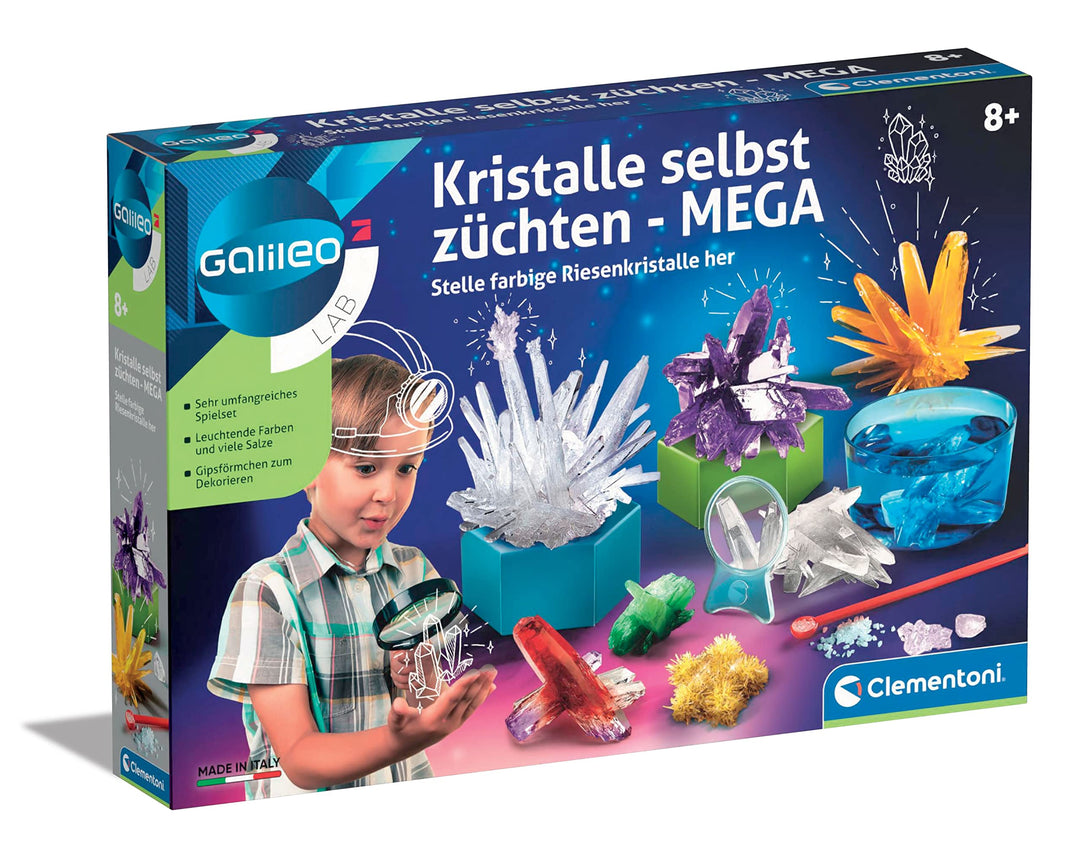 Clementoni Galileo Lab – Kristalle selbst züchten Mega, Experimentierkasten für Kinder ab 8 Jahren,