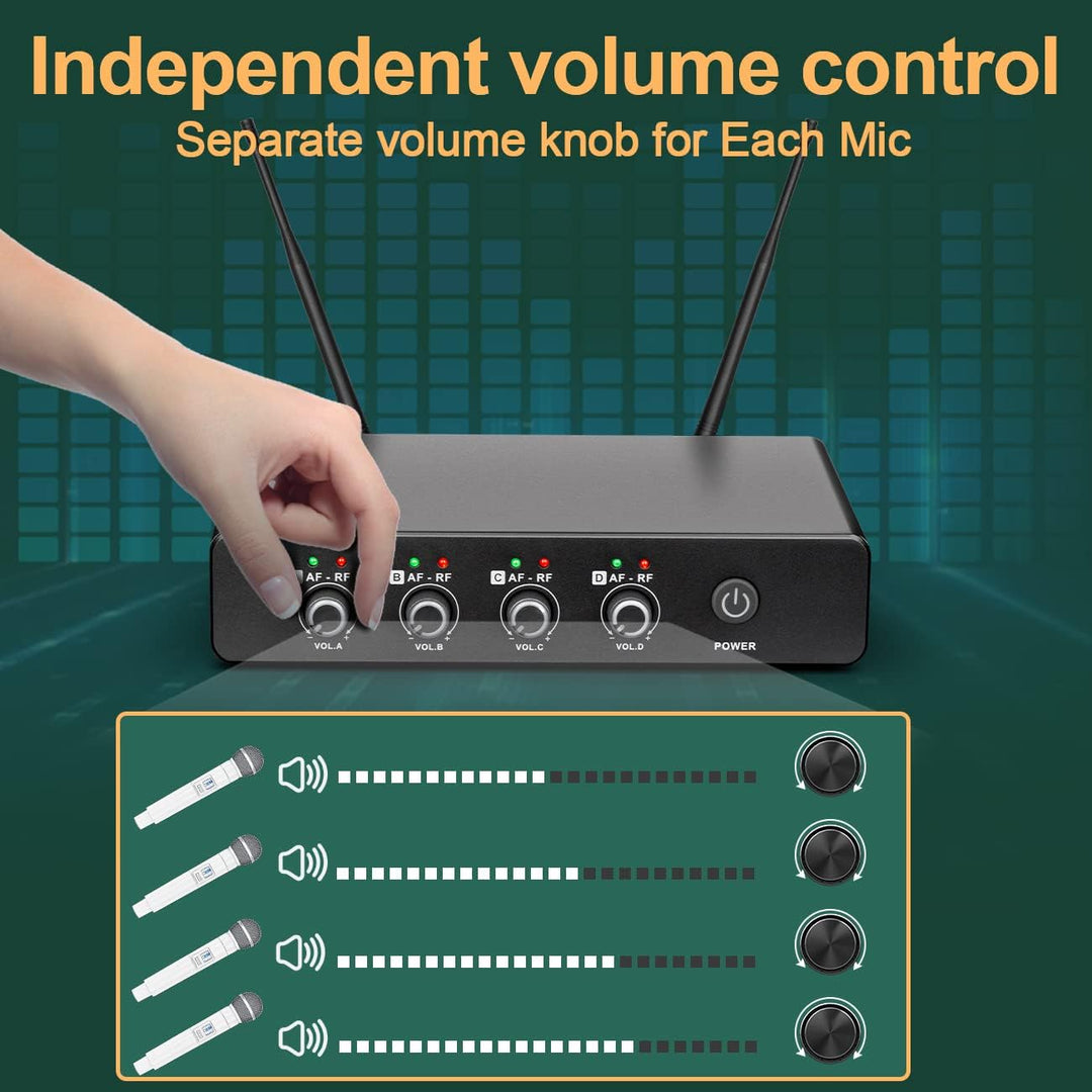 Depusheng R5 Drahtloses Mikrofon, professionelles kabelloses UHF-Handmikrofonsystem mit Vier dynamis