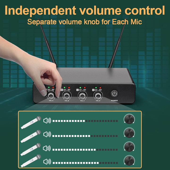 Depusheng R5 Drahtloses Mikrofon, professionelles kabelloses UHF-Handmikrofonsystem mit Vier dynamis