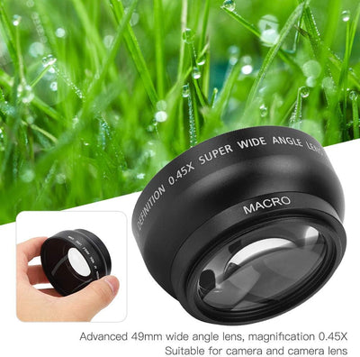 49mm Kamera Weitwinkelobjektiv, 0,45X Weitwinkel Makroobjektiv Universal für Canon für Nikon für Son