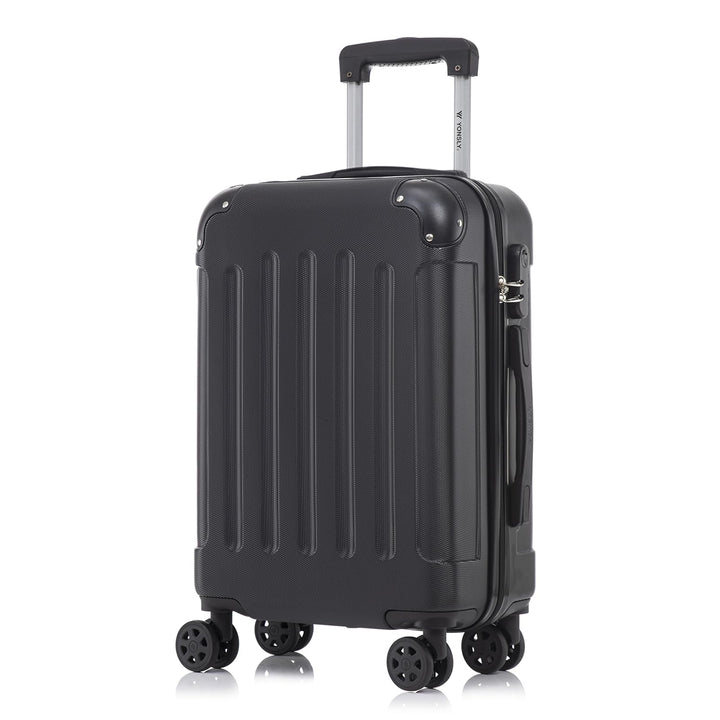 Koffer Suitcase M Schwarz, Trolley Reisekoffer, Rollkoffer Handgepäck, Kabinenkoffer mit 4 Rollen 36