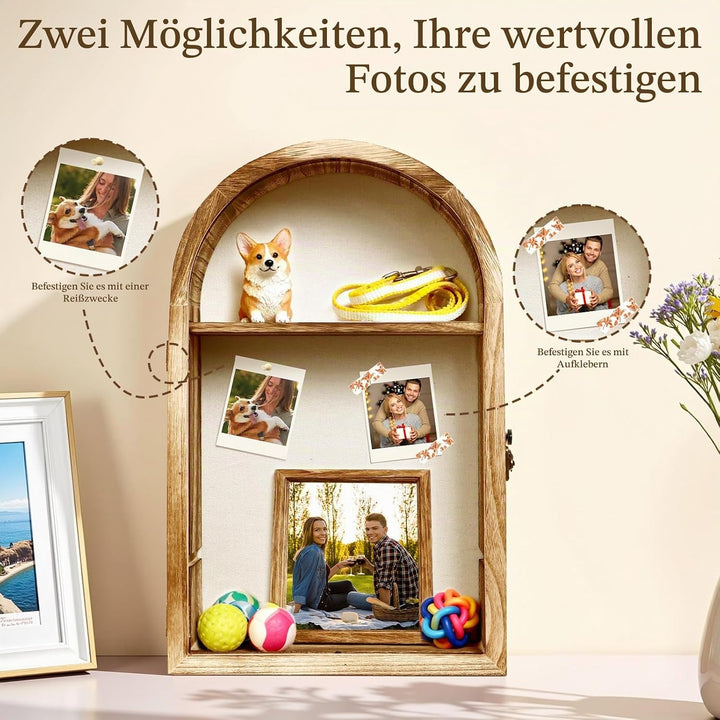 Dremisland 3D Bilderrahmen zum Befüllen Blumen Grosse Schattenbox Vitrine Rahmen mit Flügeltür Bilde