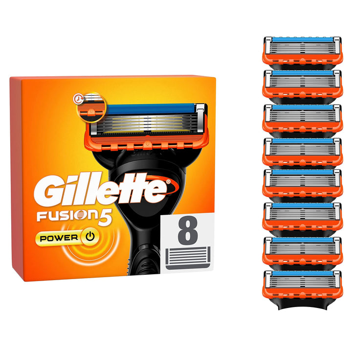 Gillette Fusion 5 Power Rasierklingen, 8 Ersatzklingen für Nassrasierer Herren mit 5-fach Klinge 8 S