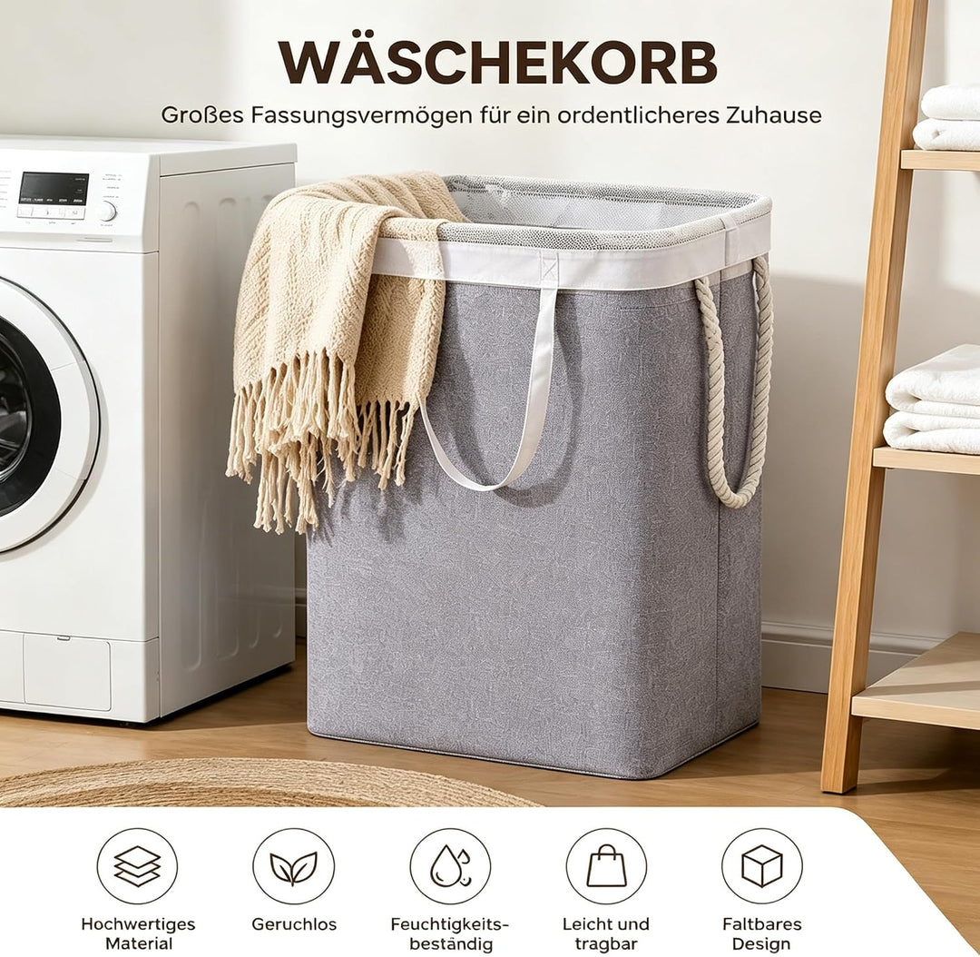 65L Schmal Wäschekorb, Faltbarer Wäschekorb mit herausnehmbarer Wäschetasche, Grosser Wäscheorganize