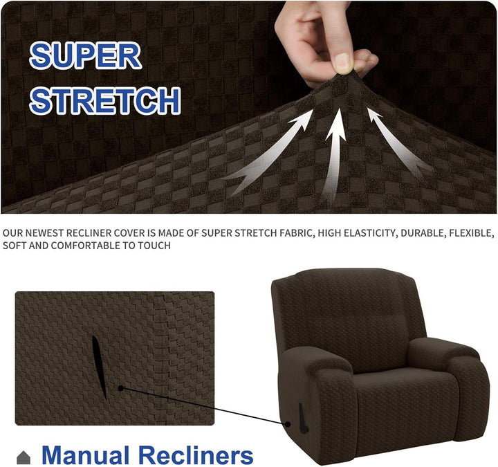 MAXIJIN Bezug für 1-Sitzer-Liegesofa, Stretch Sofaschutz, Schonbezüge, Sesselbezug (Dunkler Kaffee),