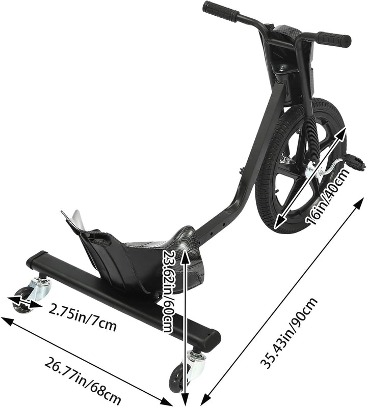 Drift Scooter Drift-Trike, Eisen, 16 Zoll Vorderrad-Durchmesser Drift Cart, 100kg Tragfähigkeit Drei