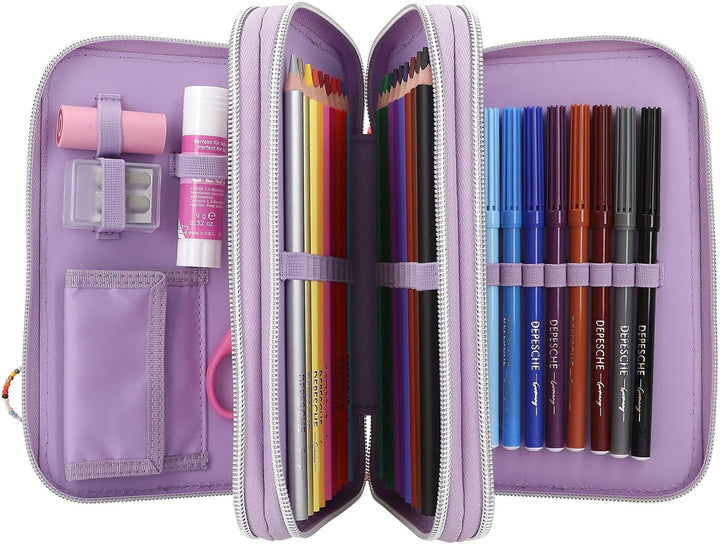 Depesche 3-Fach Federtasche mit appliziertem Smartphone TOPModel Joy lila