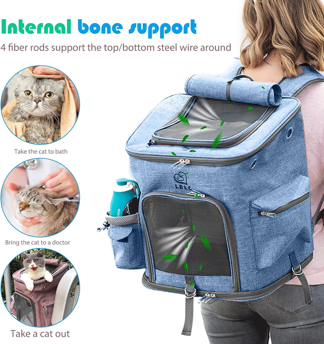 PETCUTE Hunderucksack,Faltbarer Katzenrucksack für Katzen und Hunde mit Abnehmbare Matte,Atmungsakti