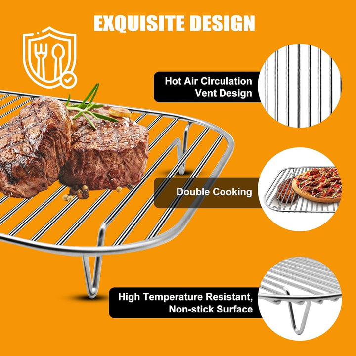 GXF Edelstahl-Grillrost, 12,6×8,7 Zoll Flex Flame Combi Zubehör Outdoor Indoor Grillgestell für Ninj
