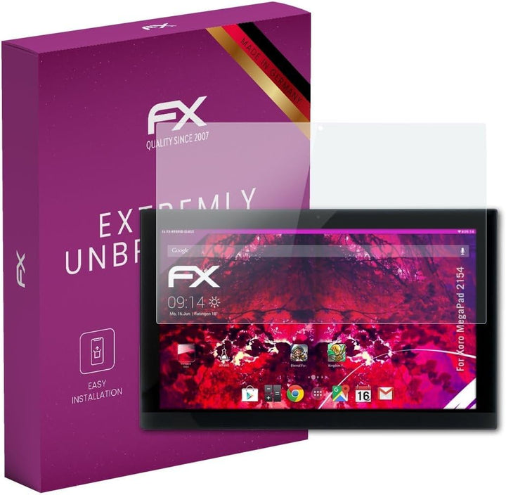 atFoliX Glasfolie kompatibel mit Xoro MegaPad 2154 Panzerfolie, 9H Hybrid-Glass FX Schutzpanzer Foli