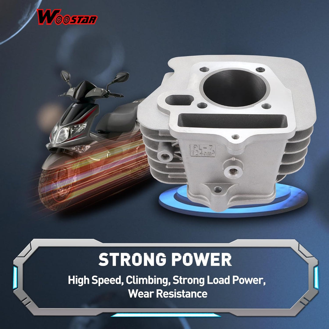 WOOSTAR 52,4mm Aluminium Grosse Bohrung Zylinder mit Kolbenringsatz Ersatz für Lifan 110ccm 125ccm 4
