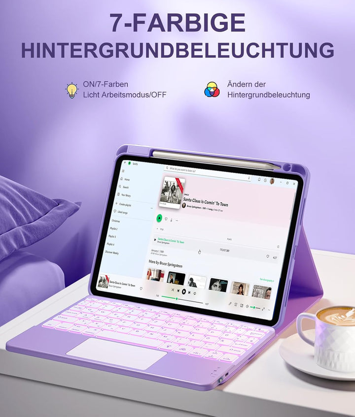 Vobafe Hülle mit Tastatur für iPad Air 11 Zoll (2025 M3/2024 M2), iPad Air 5 4 2022/2020 10,9 Zoll,
