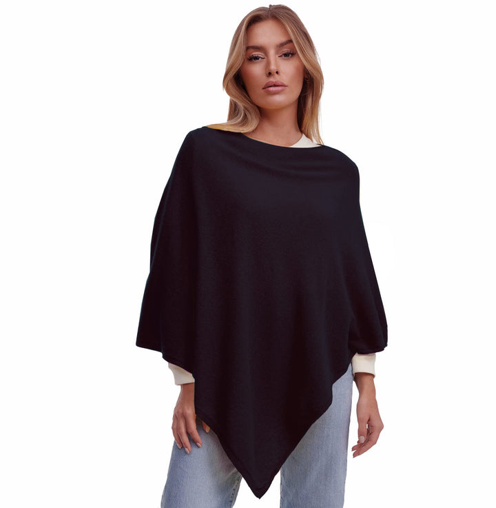Glamexx24 Damen Strick Poncho Unifarbe Cape Feinstrick XXL Pullover Umhängetuch Eleganz Stil und Kom