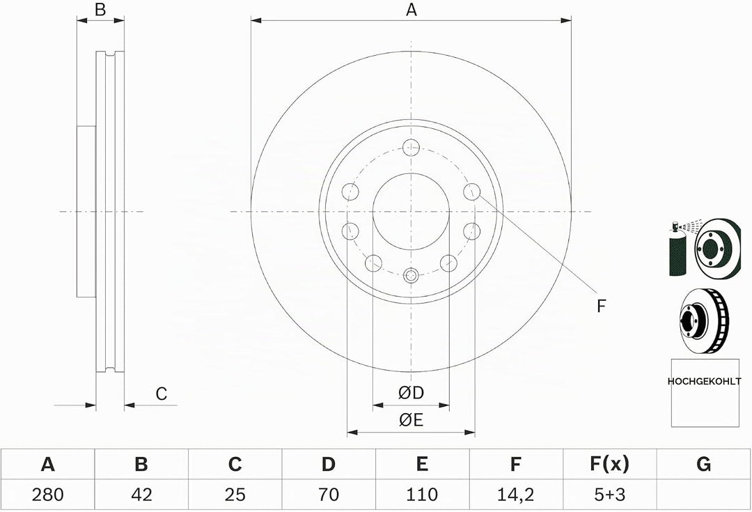 Bosch BD782 Bremsscheiben - Vorderachse - zwei Bremsscheiben pro Set