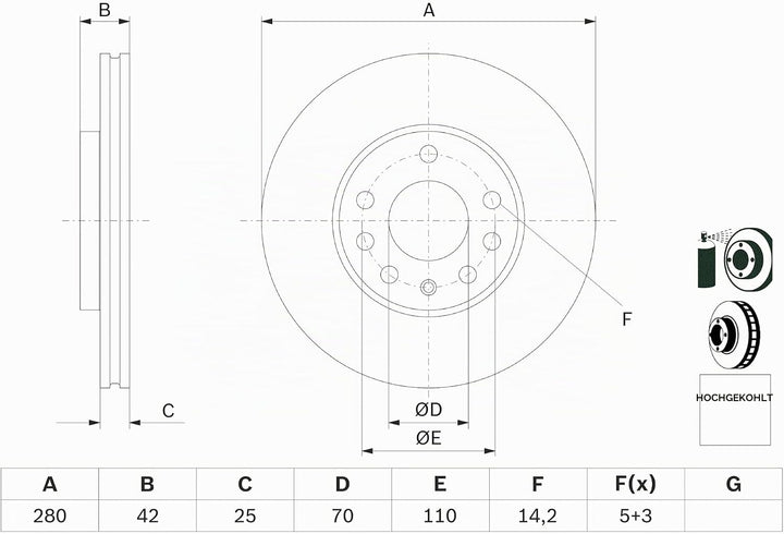 Bosch BD782 Bremsscheiben - Vorderachse - zwei Bremsscheiben pro Set