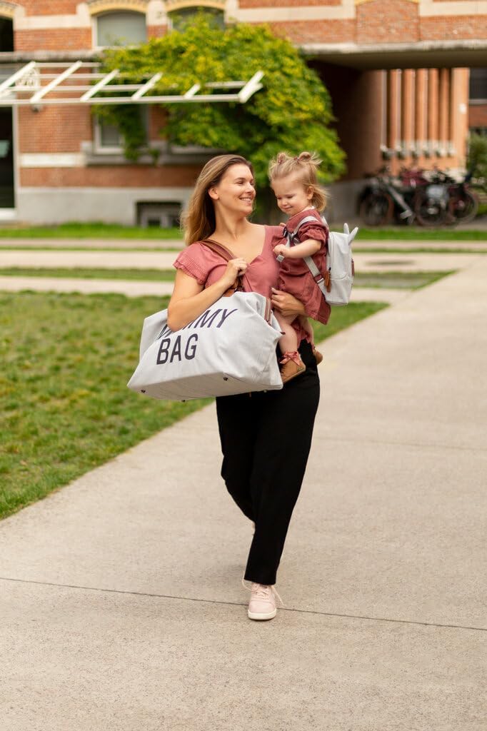 CHILDHOME, Mommy Bag, Wickeltasche, Mutterschaft, Reisetasche Jersey Grau Mommy Bag, Jersey Grau Mom