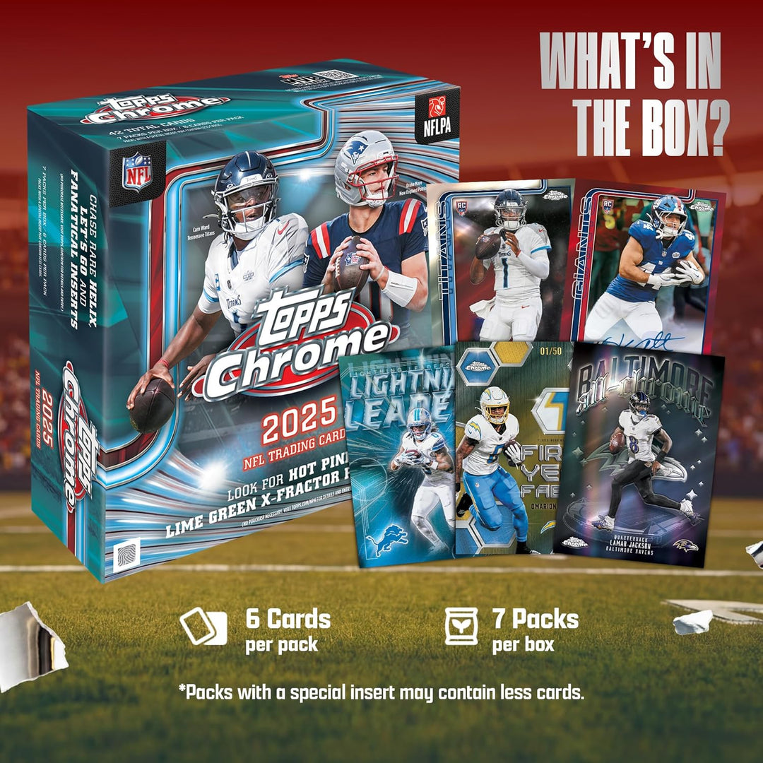 2025 Topps Chrom-Fussball, werksseitig versiegelt, Mega-Box