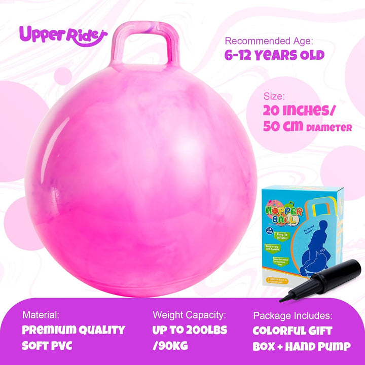 U&C Planet Hüpfball Aufblasbarer Hopperbal mit Pumpe, 50 cm Hopper Ball für Kinder，max. Belastbarkei