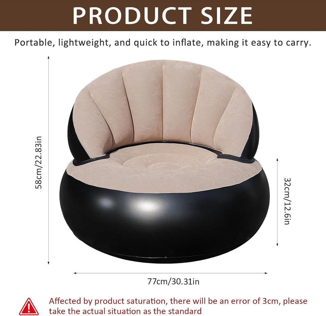Aufblasbares Sofa mit Fusspumpe, Luftsofa Aufblasbar, 77×77×58 cm Aufblasbare Couch Beflockt, Aufbla