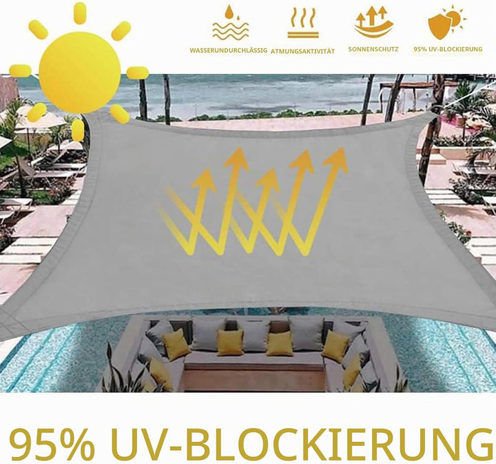 Dripex Sonnensegel wasserdicht Sonnenschutz Set 3X3 m inkl Befestigungsseile Rechteckig Polyester Im