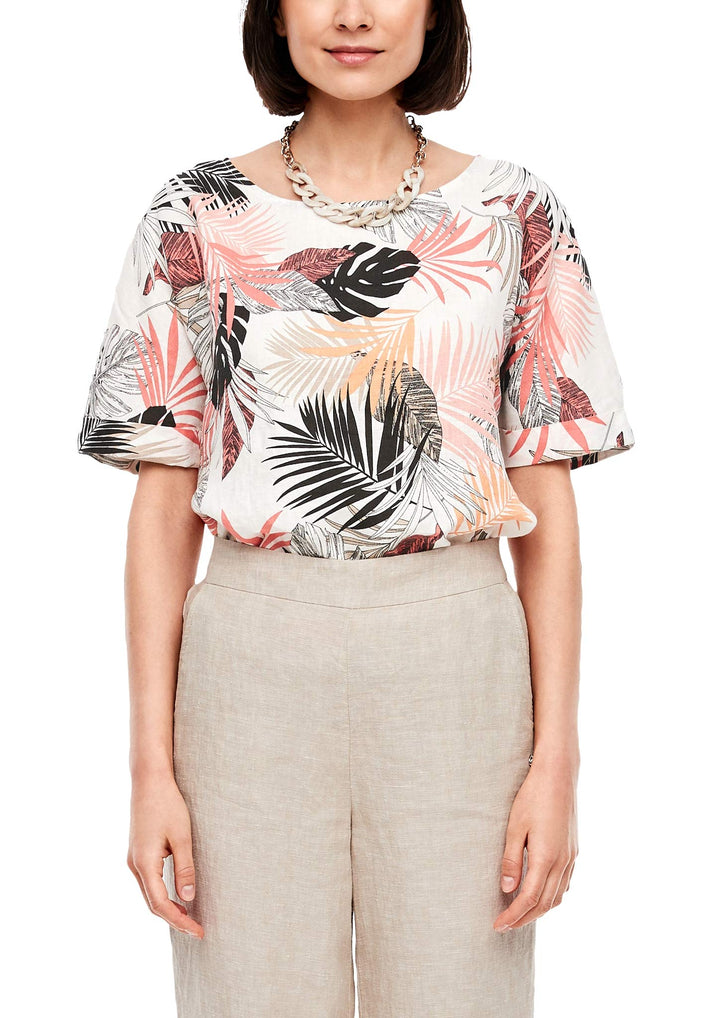 s.Oliver Damen Kurzarm Bluse 42 02a3 Off-white Aop, 42 02a3 Off-white Aop