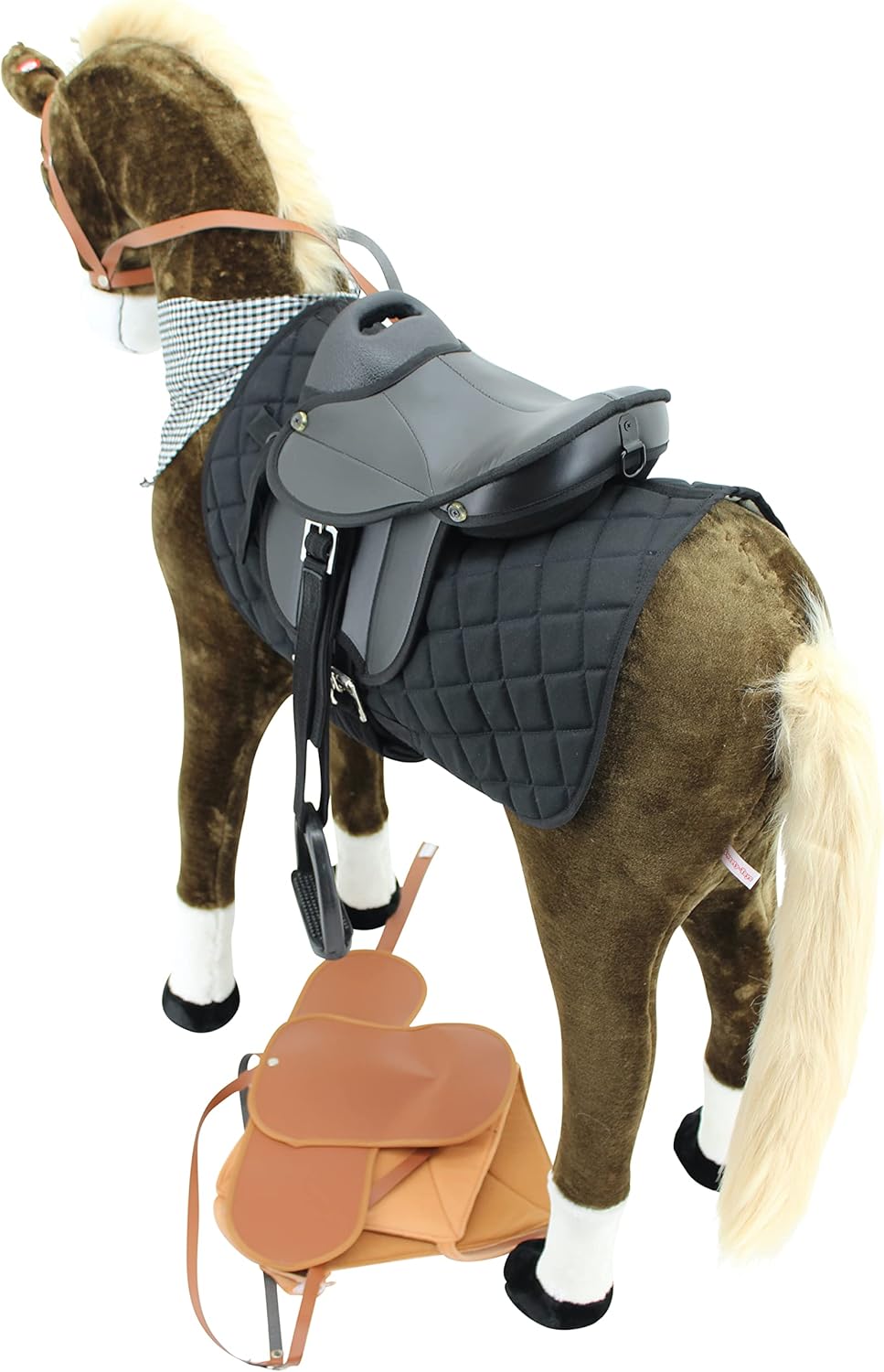 Sweety Toys 14149 Stehpferd Standpferd Reittier Plüschpferd Reitpferd 110 cm inkl. Sattel mit Steigb
