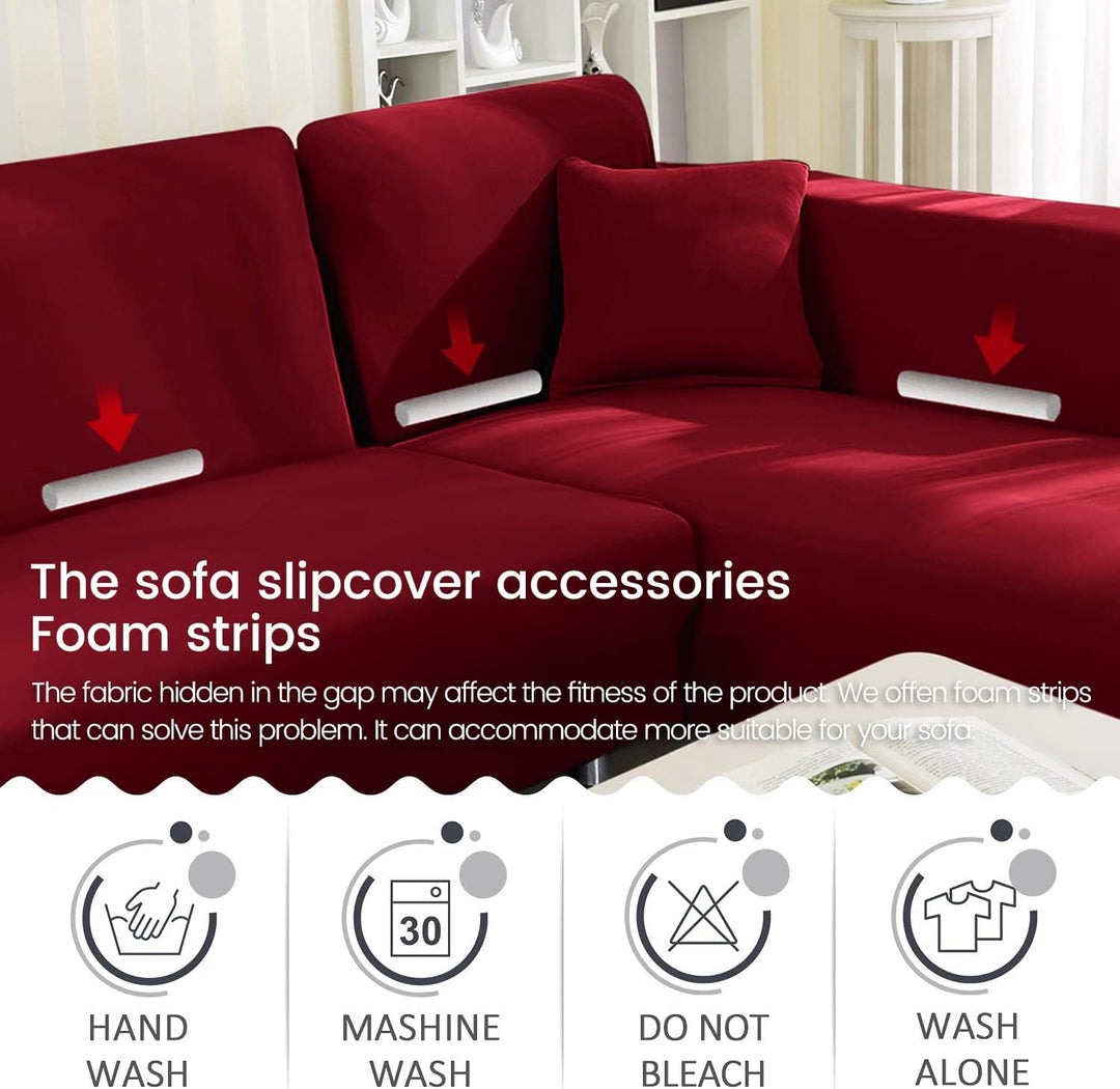 ShowyLive Sofa Überzug Couch Überzug 2er Set für Ecksofa L-Form Sofabezug 3 Sitzer+3 Sitzer, mit 2 S