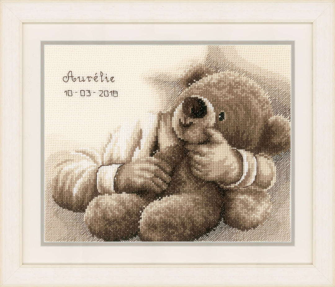 Vervaco Stickpackung erster Teddy, Zählmuster Zählmusterpackung, Baumwolle, Mehrfarbig, 25 x 20 x 0,