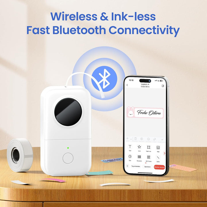 Phomemo D30 Bluetooth Etikettendrucker - Mini Beschriftungsgerät Selbstklebend Thermo Etikettiergerä