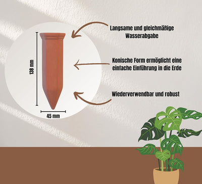 Pflanzenbewässerung | Tonkegel inklusive Adapter und PET Flaschen 750 ml | Bewässerungsspikes für op