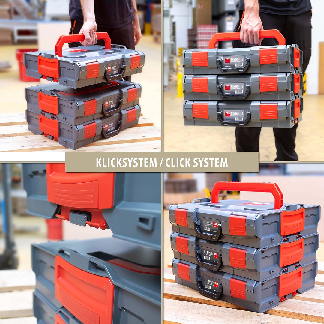 TOX L-BOXX Sortimentskoffer, effektiv, robust, belast- &amp; stapelbar mit 8-Mulden-Kleinteileinsatz, di