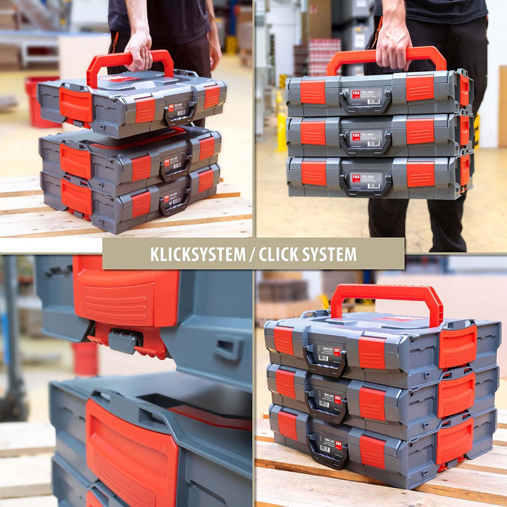 TOX L-BOXX Sortimentskoffer, effektiv, robust, belast- &amp; stapelbar mit 8-Mulden-Kleinteileinsatz, di