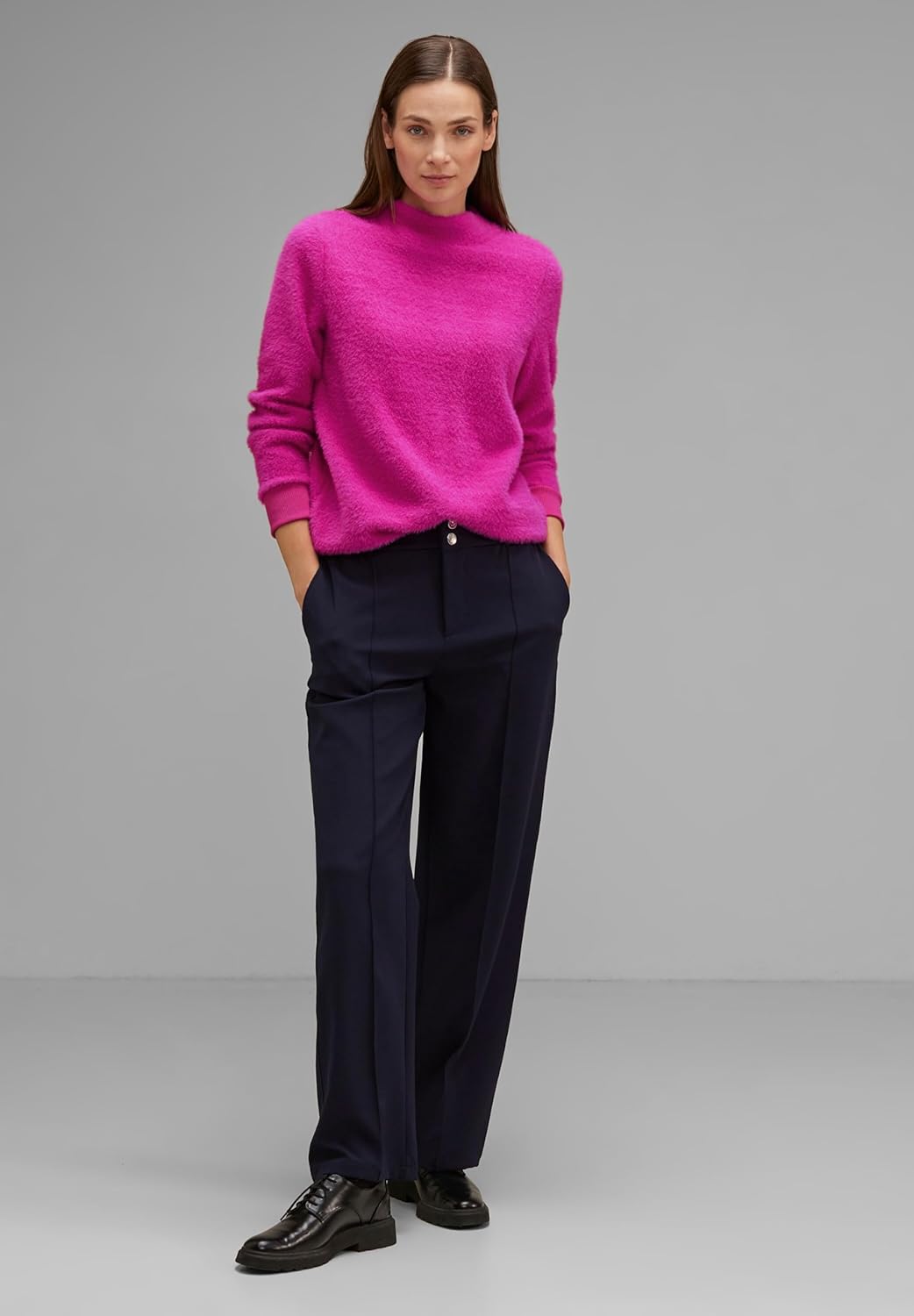 STREET ONE Damen Langarmshirt 46 Bright Cozy Pink, 46 Bright Cozy Pink