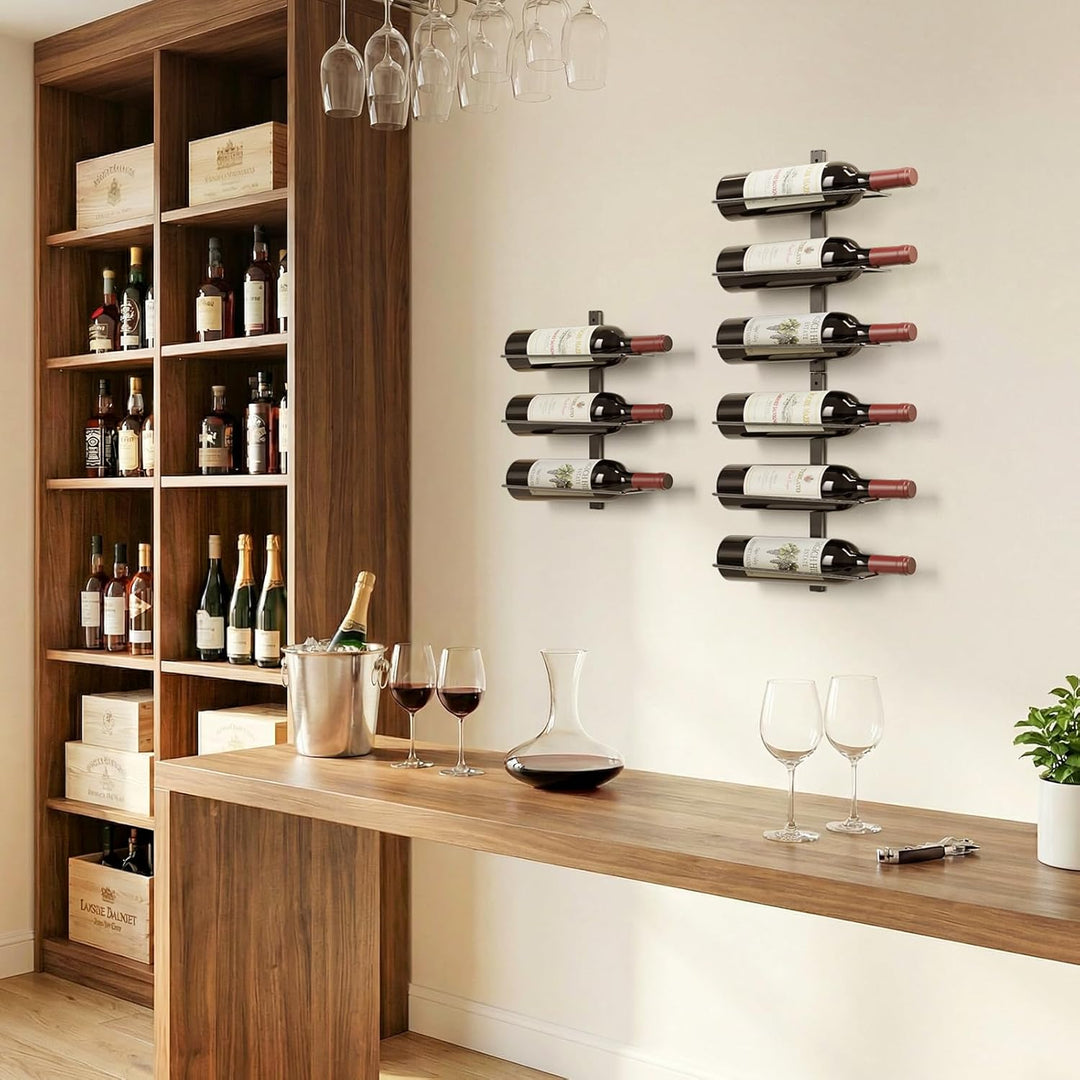 TJ.MOREE Wandmontiertes Weinregal für 9 Flaschen, robuste Metallhalterung für Wein, Champagner und S