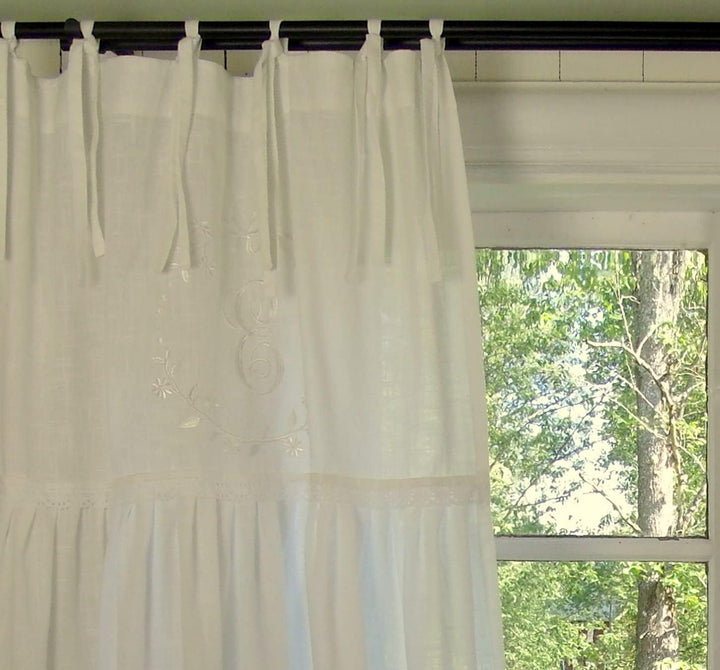 Offwhite Vorhang Crystal NY Gardinen Schals 70x250 cm 2 Stück Bandaufhängung Vorhangset Shabby Vinta