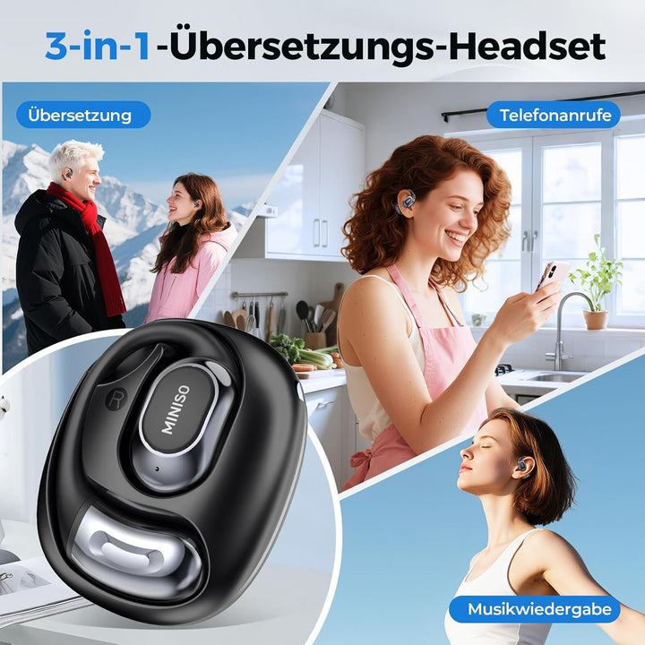 MINISO MS156 AI Kopfhörer Übersetzer, 3-in-1 Übersetzungskopfhörer in Echtzeit mit KI-Übersetzungsfu