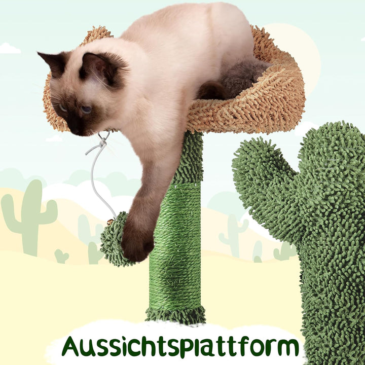 Yaheetech Kaktus Kratzbaum 135 cm hoch Stabiler Katzenbaum Katzenkratzbaum mit Aussichtsplattform Ka