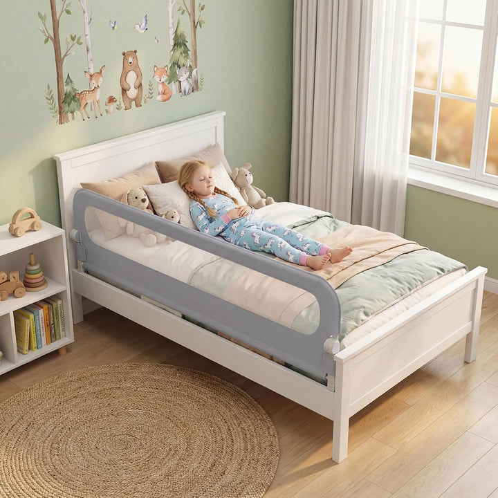 RELAX4LIFE Bettgitter Rausfallschutz, 200 x 60 cm, zusammenklappbares Bettschutzgitter, Kinderbettgi