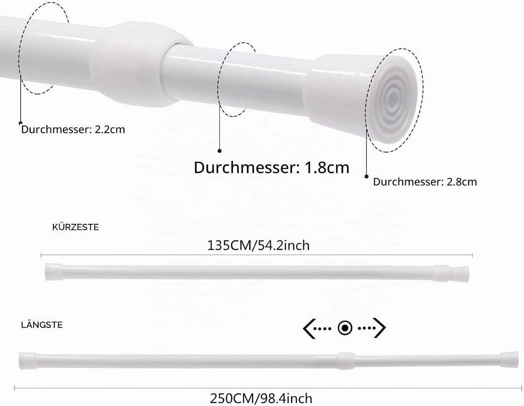 Feligio 2 Stück Duschstange Ohne Bohren, Spannstange Teleskopstange, Vorhangstange Klemmstange für G