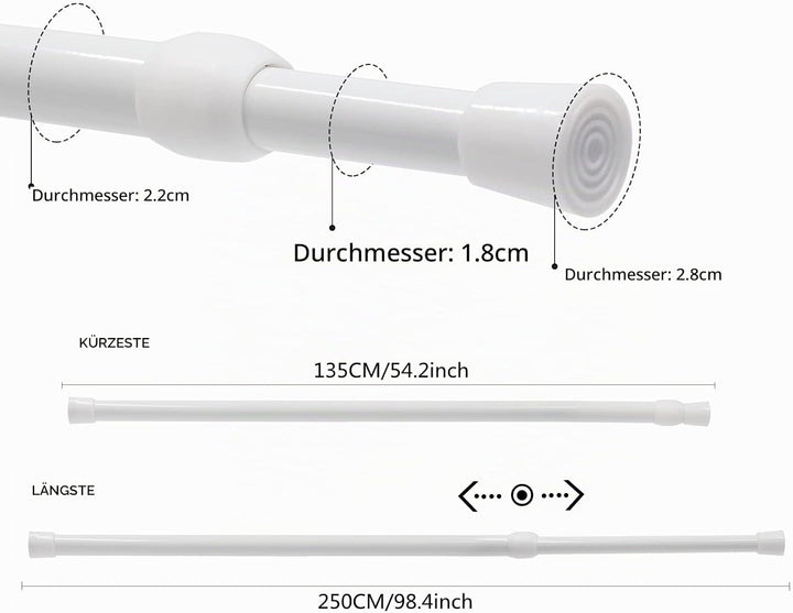 Feligio 2 Stück Duschstange Ohne Bohren, Spannstange Teleskopstange, Vorhangstange Klemmstange für G