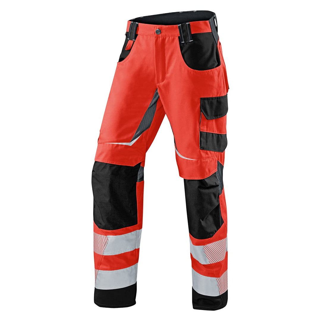 KÜBLER REFLECTIQ Warnschutzhose warnrot, Grösse 42, Herren-Sommer-Arbeitshose aus Mischgewebe, Somme