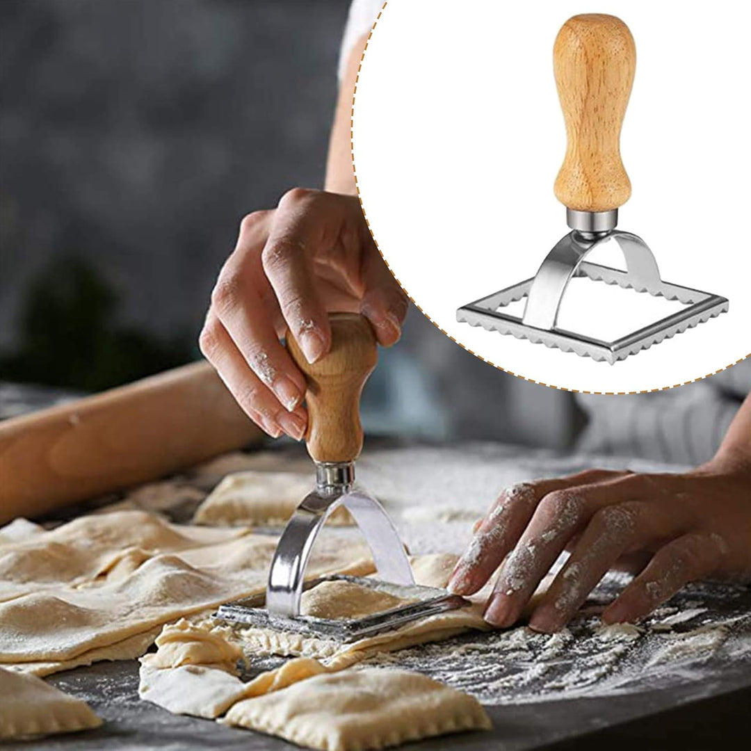 Ravioli Ausstecher Former Set, Teigtaschenrad Former + Geriffelter Kante Dumpling Maker Pasta Nudel