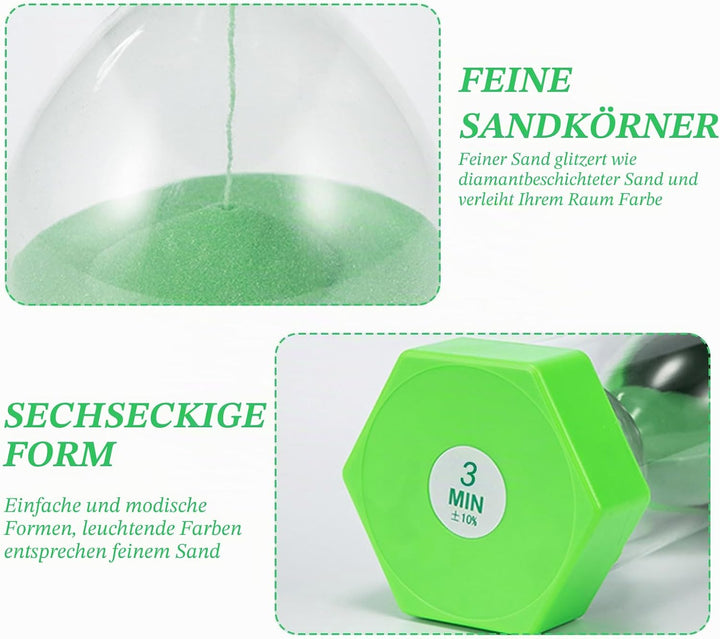 5 Stück buntes Sanduhren Set fürs Leben der Kinder Bunte Sanduhren für Zähneputzen 1/3/5/10/30 Minut