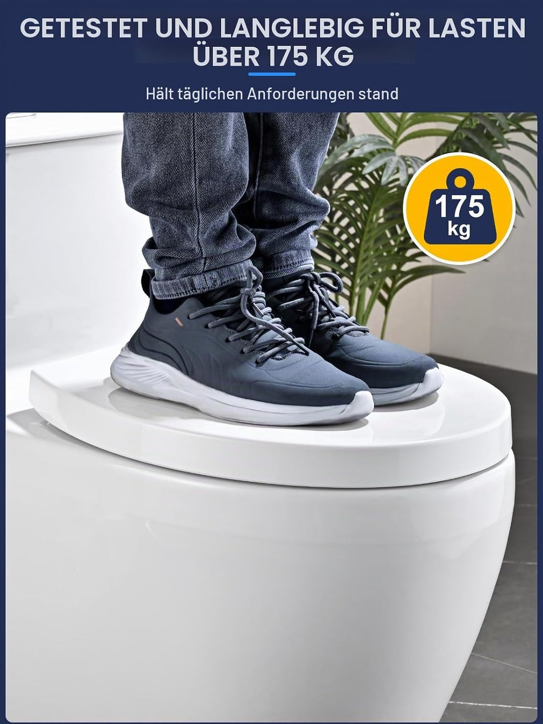 YEAUPE PRO Toilettendeckel mit Absenkautomatik O Form, WC-Sitz mit Quick-Release-Funktion und Softcl