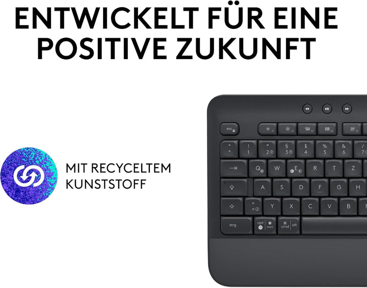 Logitech Signature K650 Comfort kabellose Tastatur mit Handballenauflage, BLE Bluetooth/Logi Bolt US