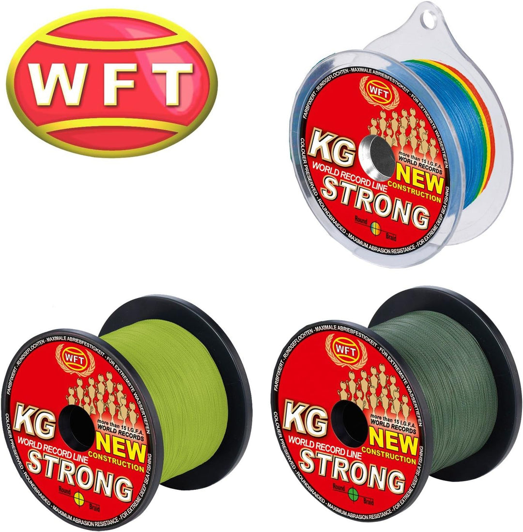 WFT KG Strong 600m 0,22mm 32kg, geflochtene Schnur, Meeresschnur, Angelschnur, Geflechtschnur Grün,