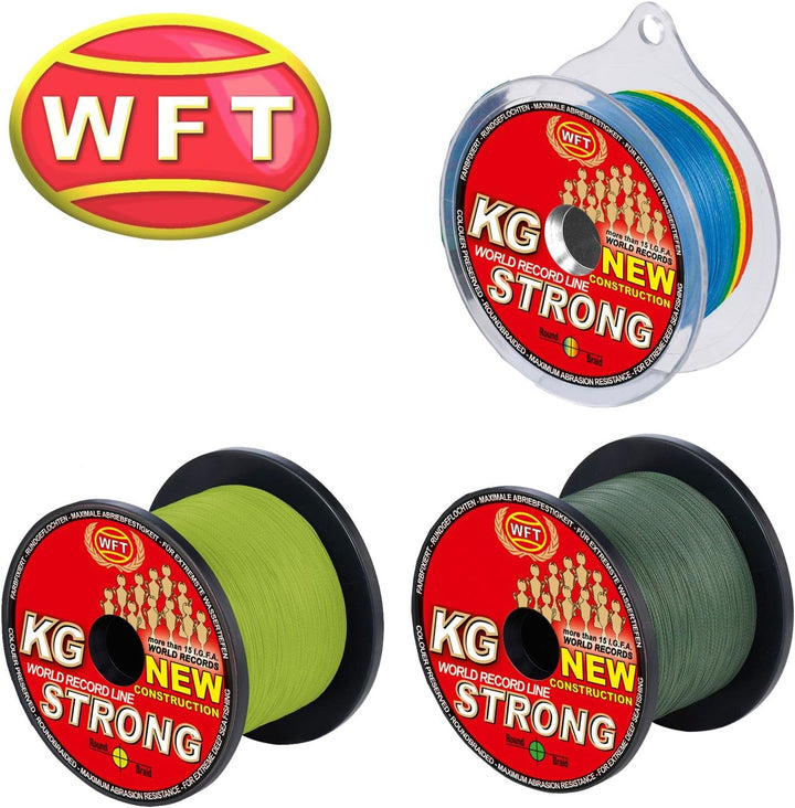 WFT KG Strong 600m 0,22mm 32kg, geflochtene Schnur, Meeresschnur, Angelschnur, Geflechtschnur Grün,