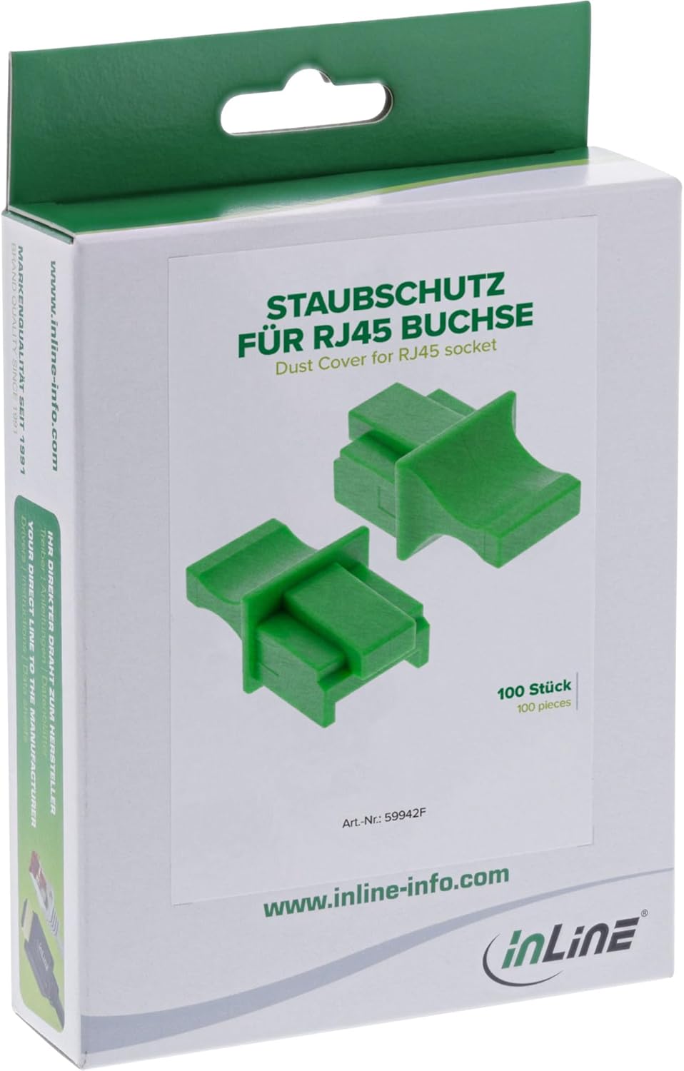 InLine 59942F 100er Pack Staubschutz, für RJ45 Buchse, grün