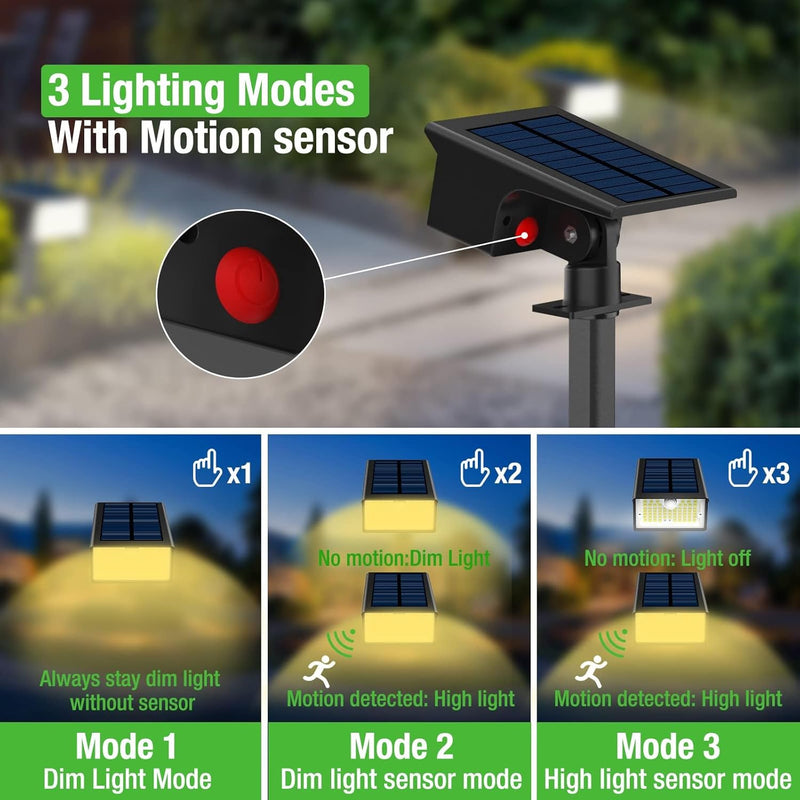 nipify Solarlampen für Aussen mit Bewegungsmelder [3 Stück/62 LED] Solarstrahler für Aussen Garten,