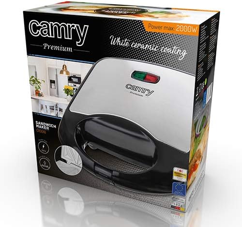 Camry CR 3018 Sandwichmaker, 700, Schwarz/silberfarben, Keramik